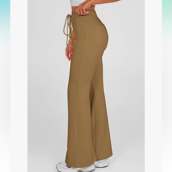 Women's Tan High-Waisted Pants soft, straight leg, size large - Picture 3 of 6